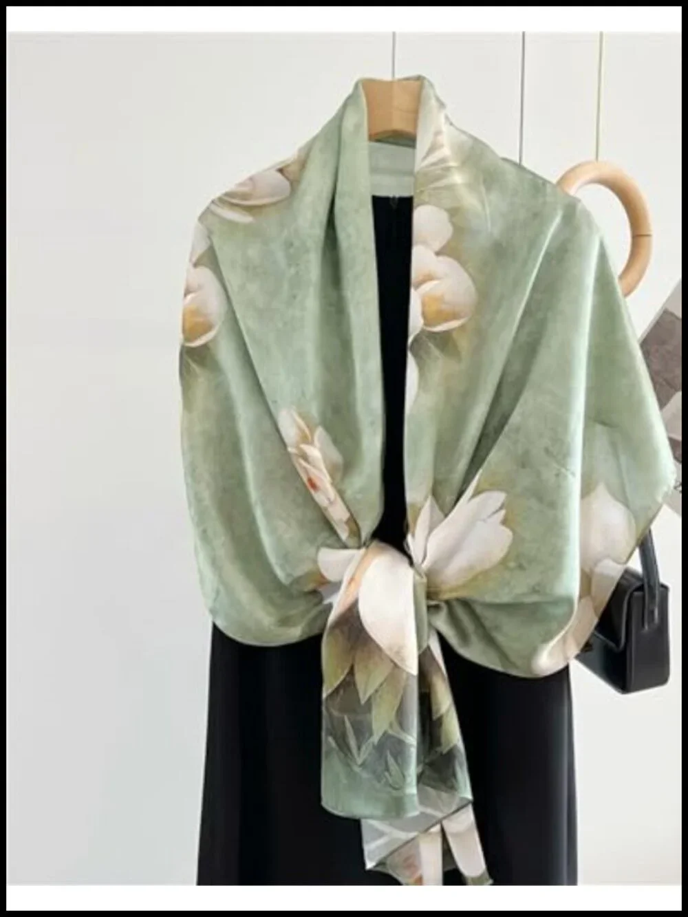 100% Mulberry Silk Scarf Floral Print Long Satin Scarf Headscarf Hair Wrap